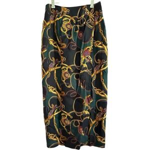 Vintage KGR 80s 90s Gold Chain Medallian Pattern Print Skirt - Sz 8